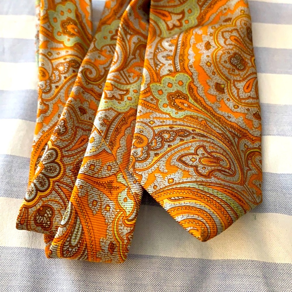 COPY - Peter Mellar Orange Paisley Silk Tie
